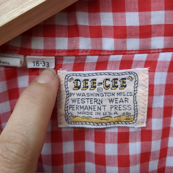 Vintage Dee Cee Red Check Gingham Pearl Snap Shirt - Picture 5 of 8